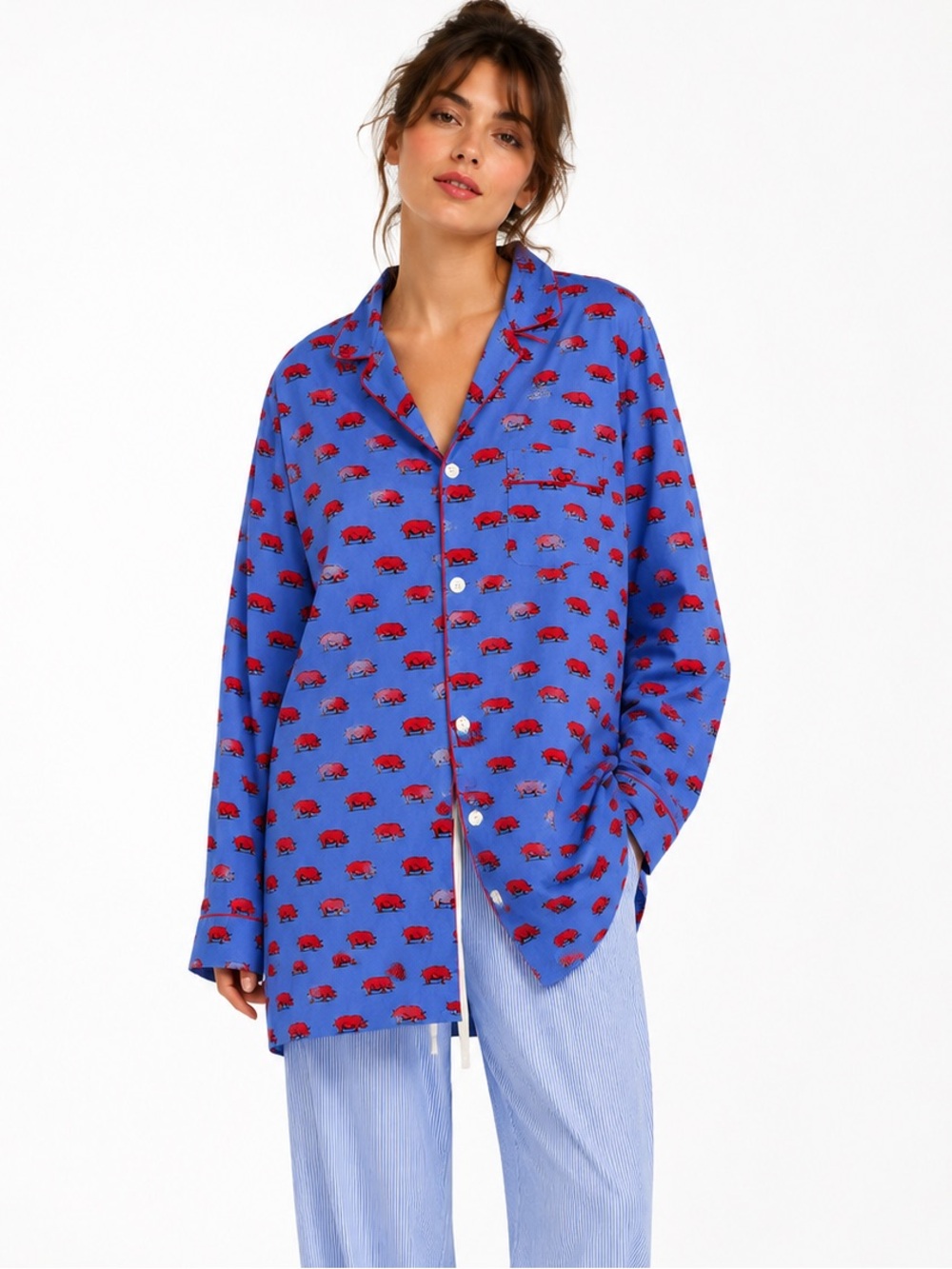 J. Crew Pig Print Novelty Oversized Pajama Top